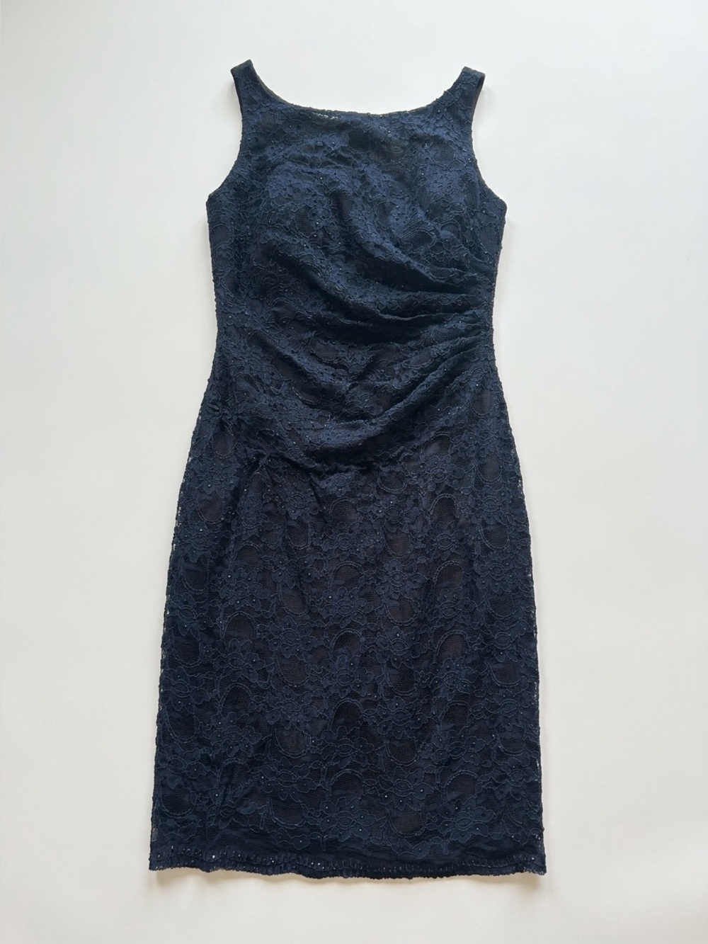 Aidan Mattox Navy Lace Sheath Cocktail Dress Size 2 EUC